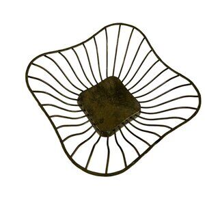 Solid Brass Gatco Metal Wire Bowl Basket Square Rustic Ethnic Decor